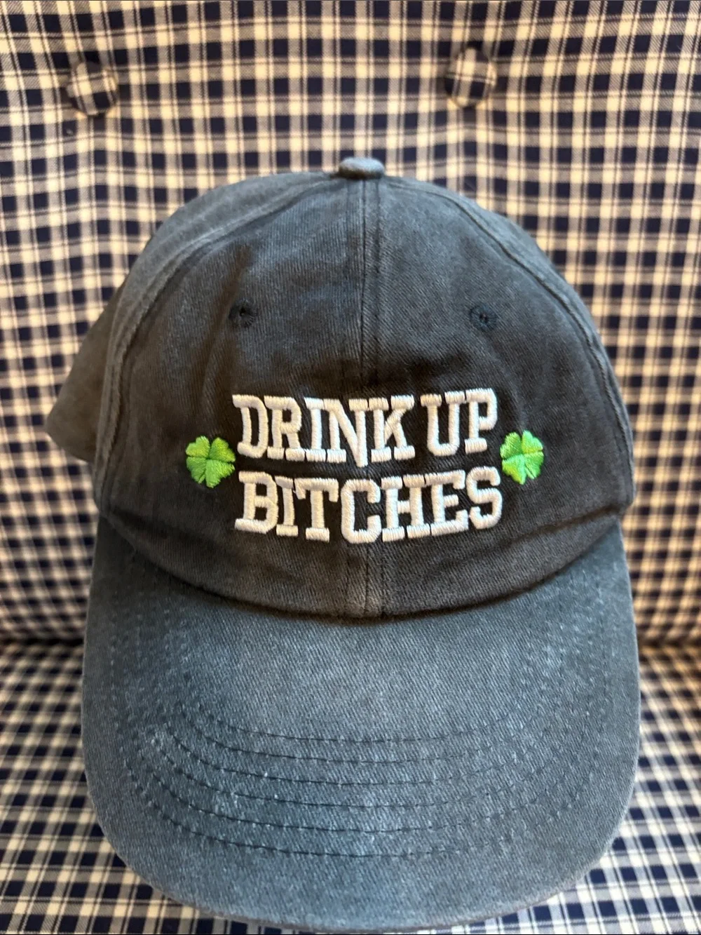 Drink Up Bitches Black Embroidered Baseball Cap